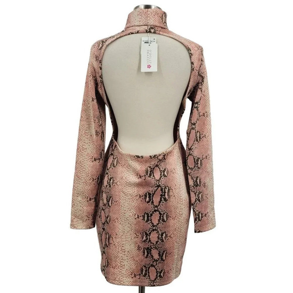 O'Dolly Dearest Snake Print Long Sleeve Bodycon Minidress In Multi Size L‎ NWT - Picture 4 of 11